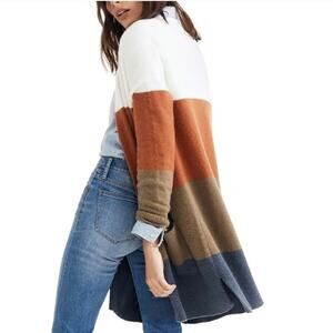 Madewell Merino Wool Alpaca Blend Kent Colorblock Open Cardigan Sweater